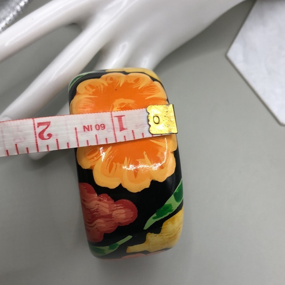 Handcrafted in India wooden hand painted floral flower bangle bracelet boho. - Picture 6 of 6